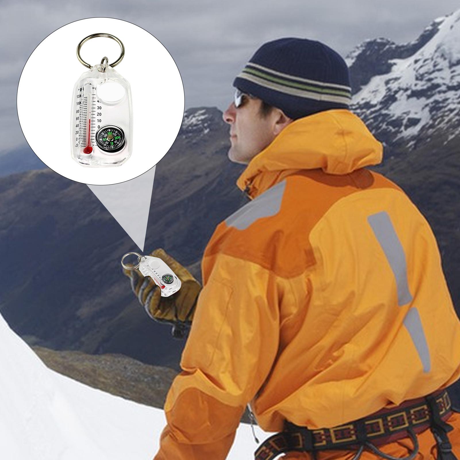 Compass Keychain Mini - Gantungan Kunci Mini Multifungsi Kompas Termometer