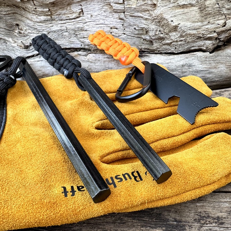 Ferro Rod Striker - Tongkat Magnesium Heksagonal Anyaman Tali Tangan,
