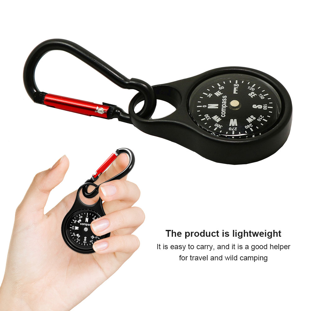 Compass Keychain Mini - Kompas Mini Survival dengan Carabiner Kompas