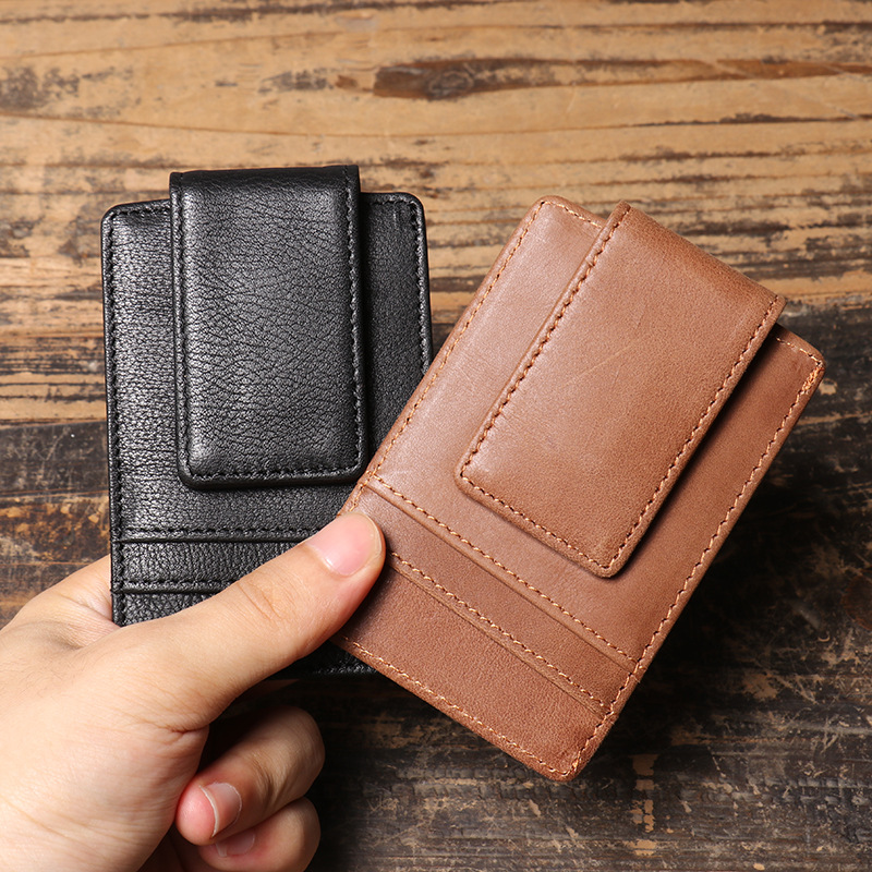 Money Clip Magnetic - Dompet Pria Tipis Penjepit Uang Kulit,