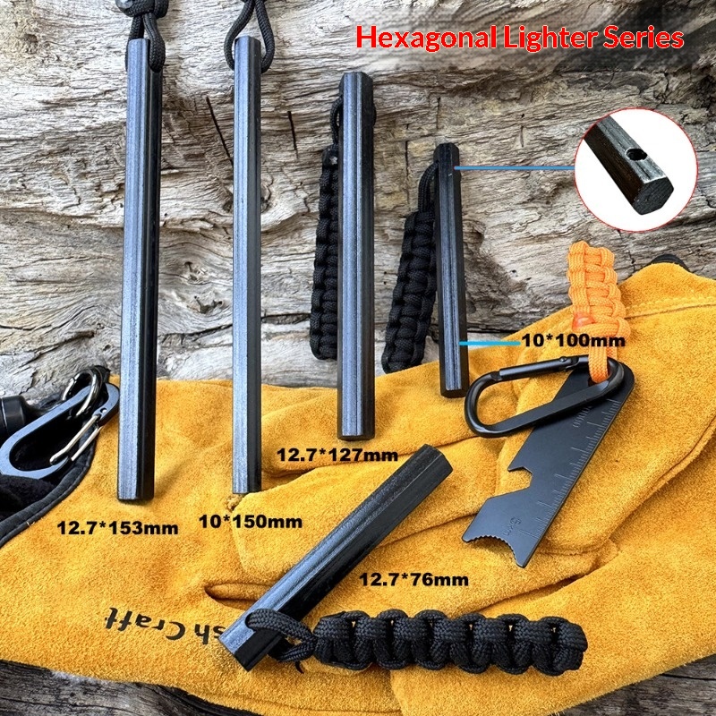 Tongkat Magnesium Heksagonal A - Ferro Rod Striker ulasan dan harga