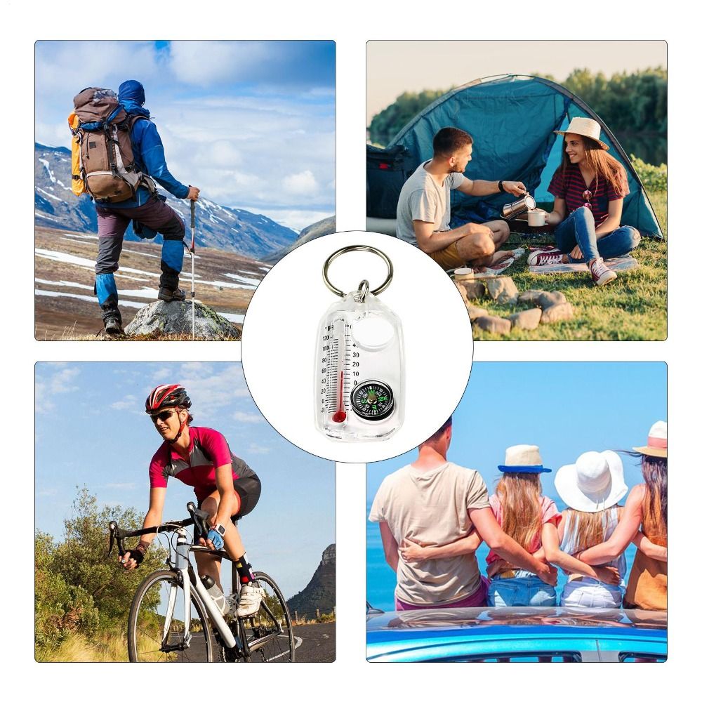 Fungsi 3-in-1 Portabel Termome - Compass Keychain Mini ulasan dan harga