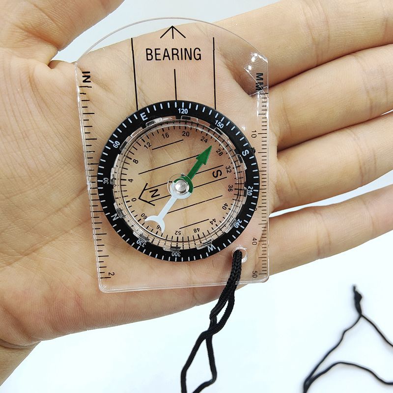 1 buah kompas skala transparan - Compass Keychain Mini ulasan dan harga