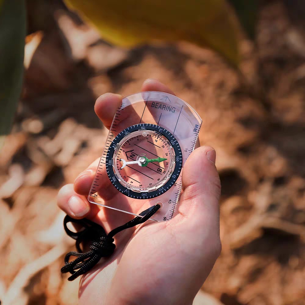 1 buah kompas skala transparan - Compass Keychain Mini ulasan dan harga